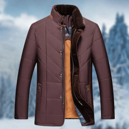 Winterjacke - Zip-Up - Stehkragen - Leichte Daunenjacke - Herren Wintermäntel Jacken-Rot-S-Chaps Herrenmode