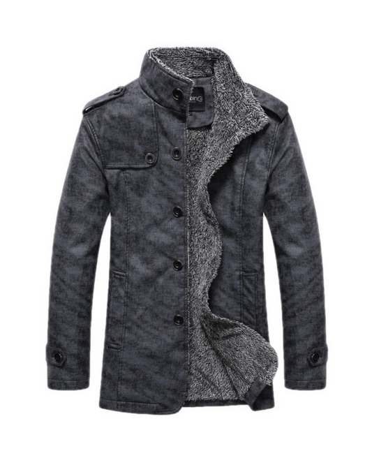 Winterjacke für Herren | Stehkragen | Warm | Jacke mit Sherpa | Slim Fit Wintermantel-Grau-M-Chaps Herrenmode