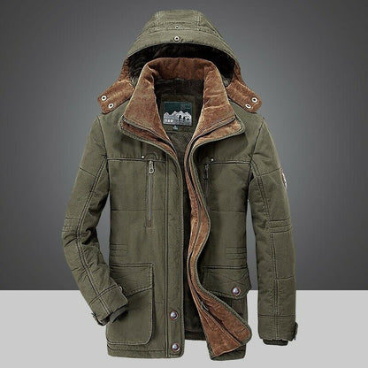 Winterjacke | mit Kapuze | gefüttert | Winterparka | Herren Winterjacke-Grün-S-Chaps Herrenmode