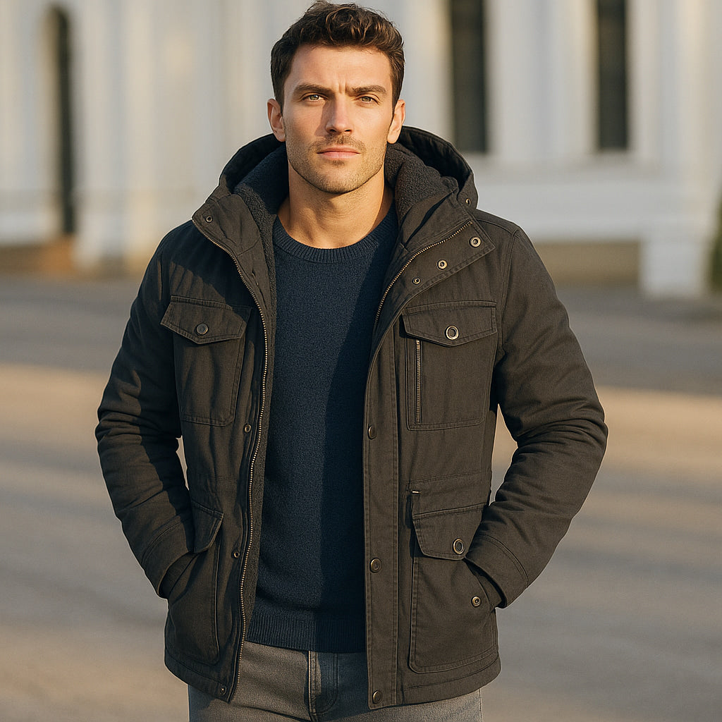 Winterjacke – mit Kapuze – mit Fleece gefüttert - Daunenjacke – Wintermäntel und -jacken für Herren-Chaps Herrenmode
