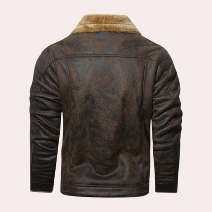 Winterlederjacke | Warm | Mit Fleece gefüttert | Fliegerjacke | Herren-Pilotenjacke-Chaps Herrenmode