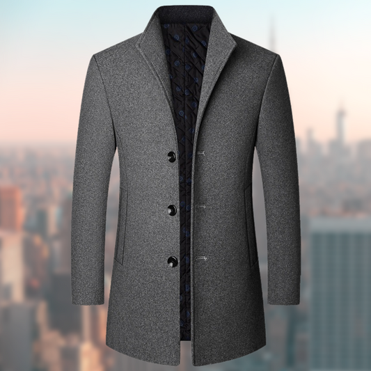 Wintermantel – Eleganter, Einreihiger Wollmantel für Herren-Grau-S-Chaps Herrenmode