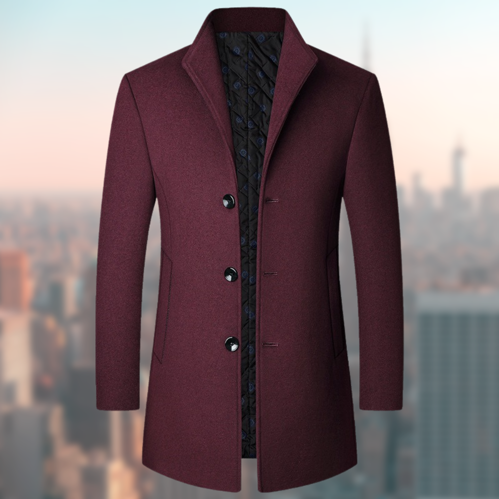 Wintermantel – Eleganter, Einreihiger Wollmantel für Herren-Rot-S-Chaps Herrenmode