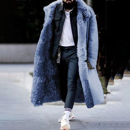 Wintermantel | Lang | Warm | Kunstpelzmantel | Herren Wintermantel-Blau-M-Chaps Herrenmode