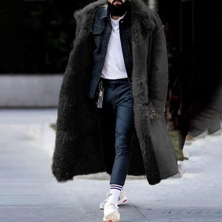 Wintermantel | Lang | Warm | Kunstpelzmantel | Herren Wintermantel-Schwarz-M-Chaps Herrenmode