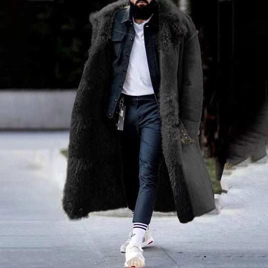 Wintermantel | Lang | Warm | Kunstpelzmantel | Herren Wintermantel-Schwarz-M-Chaps Herrenmode