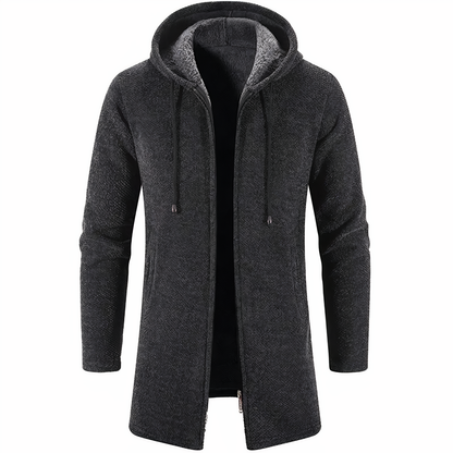 Wintermantel | Zip-Up | Fleece gefüttert | Kapuzenmantel | Herren Winterjacke-Dunkelgrau-S-Chaps Herrenmode