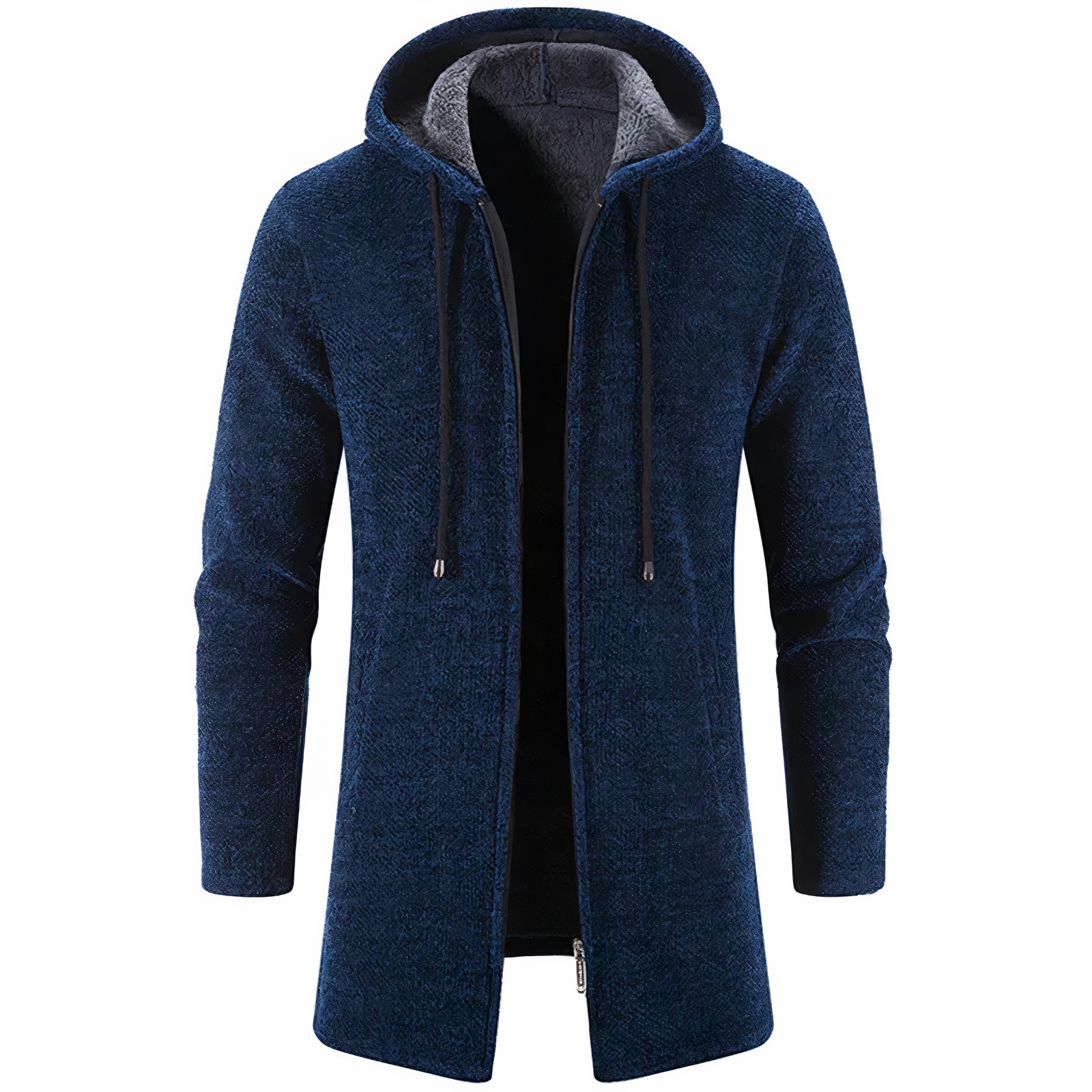 Wintermantel | Zip-Up | Fleece gefüttert | Kapuzenmantel | Herren Winterjacke-Marineblau-S-Chaps Herrenmode