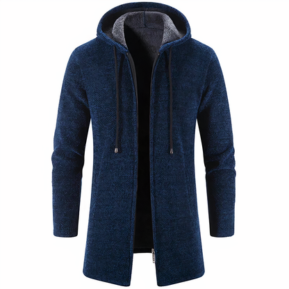Wintermantel | Zip-Up | Fleece gefüttert | Kapuzenmantel | Herren Winterjacke-Marineblau-S-Chaps Herrenmode