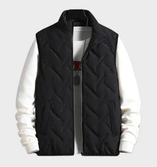Winterweste | Ärmellos | Mit Reißverschluss | Gefütterte Weste | Winterkleidung für Herren-Schwarz-M-Chaps Herrenmode