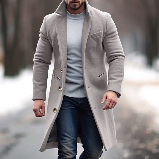 Woll-Trenchcoat – Einreihiger Winter-Trenchcoat für Herren-Weiß-M-Chaps Herrenmode
