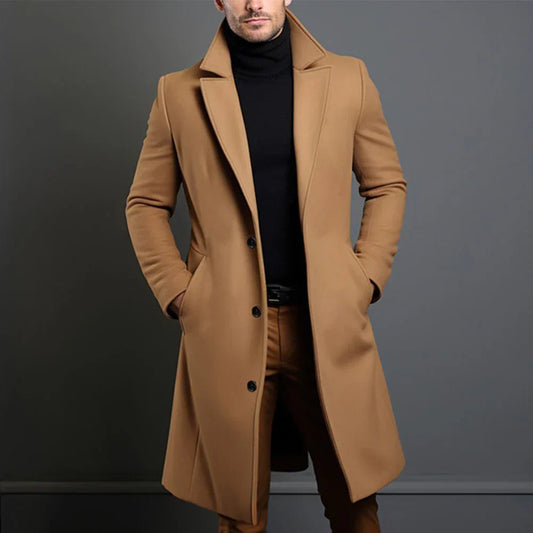 Woll-Trenchcoat | Formell | Einreihig | Winter-Trenchcoat | Herrenmäntel-Beige-S-Chaps Herrenmode