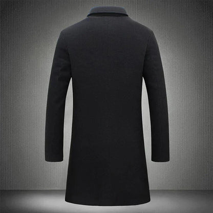 Woll-Trenchcoat | Formell | Einreihig | Winter-Trenchcoat | Herrenmäntel-Chaps Herrenmode