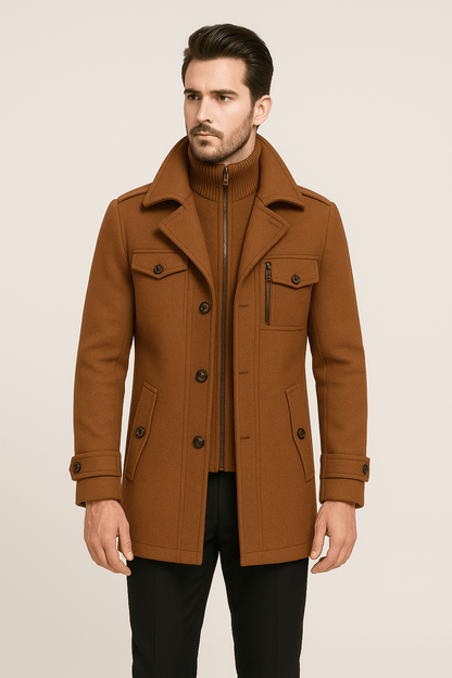 Wolljacke | Doppellagig | Einreihig | Winter Trenchcoat | Herren Winterjacke-Chaps Herrenmode