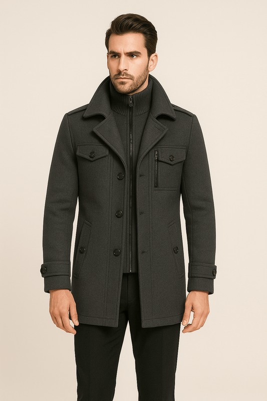 Wolljacke | Doppellagig | Einreihig | Winter Trenchcoat | Herren Winterjacke-Chaps Herrenmode