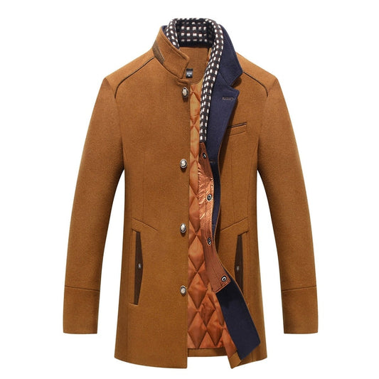 Wolljacke - Herren Sanding Collar Einreihige Winterjacke-Braun-S-Chaps Herrenmode