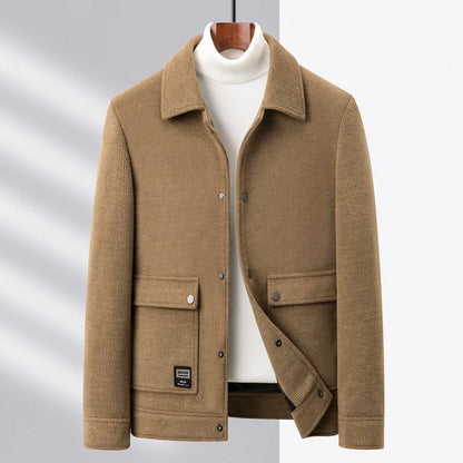 Wolljacke – kurze Herrenjacke mit Knöpfen und Taschen-Khaki-M-Chaps Herrenmode