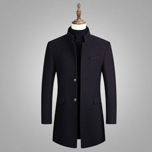 Wollmantel | Einreiher | halblang | Wolltrenchcoat | Wintermäntel und -jacken für Herren-Marineblau-M-Chaps Herrenmode
