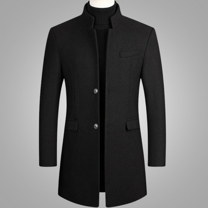 Wollmantel | Einreiher | halblang | Wolltrenchcoat | Wintermäntel und -jacken für Herren-Schwarz-M-Chaps Herrenmode
