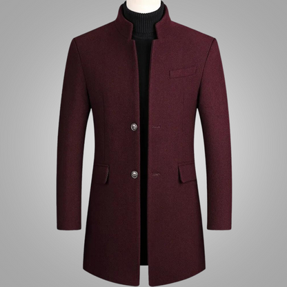 Wollmantel | Einreiher | halblang | Wolltrenchcoat | Wintermäntel und -jacken für Herren-Weinrot-M-Chaps Herrenmode