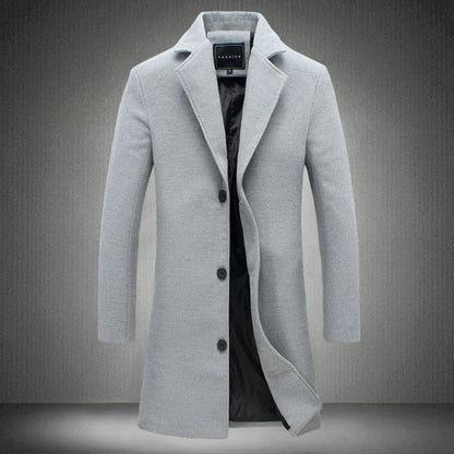 Wollmantel | Mittellang | Einreihig | Wollmantel Herren | Winterjacke-Hellgrau-2XS-Chaps Herrenmode