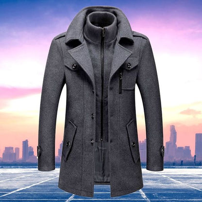 Wollmantel – einreihige Winterjacke für Herren mit Stehkragen-Chaps Herrenmode