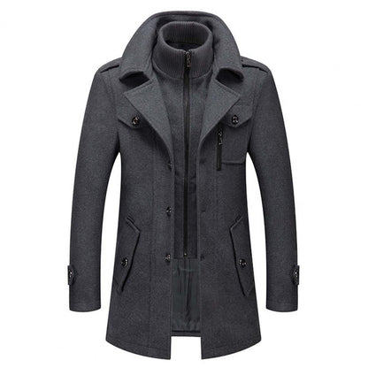 Wollmantel – einreihige Winterjacke für Herren mit Stehkragen-Grau-M-Chaps Herrenmode
