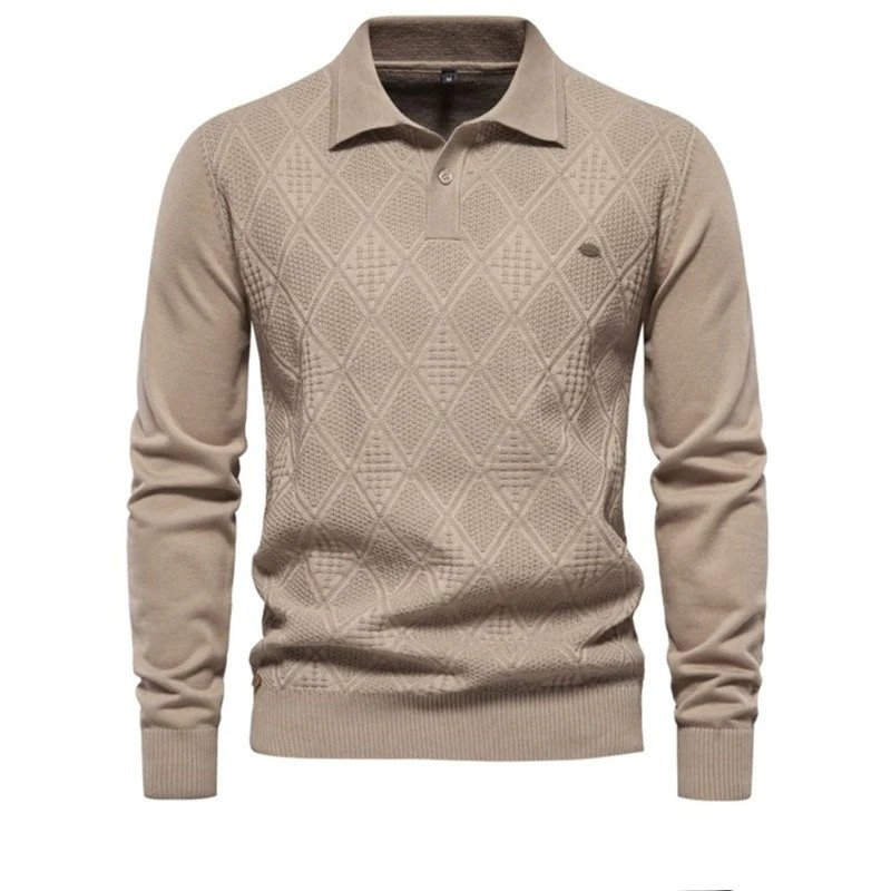 Xavier Polo mit langen Ärmeln-Khaki-S-Chaps Herrenmode