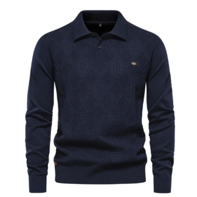 Xavier Polo mit langen Ärmeln-Marineblau-S-Chaps Herrenmode