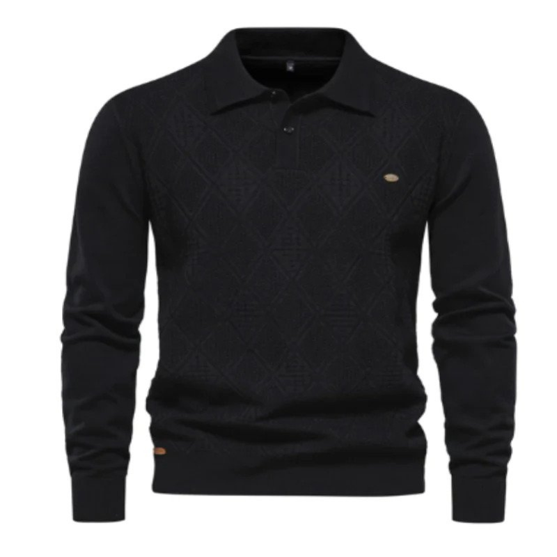 Xavier Polo mit langen Ärmeln-Schwarz-S-Chaps Herrenmode