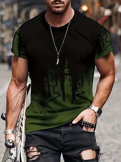 Zachary T-Shirt | Herren Casual Splash Print Hemd-Armeegrün-S-Chaps Herrenmode