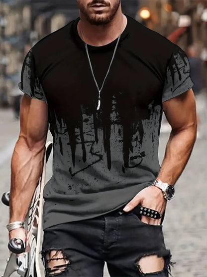 Zachary T-Shirt | Herren Casual Splash Print Hemd-Dunkelgrau-S-Chaps Herrenmode