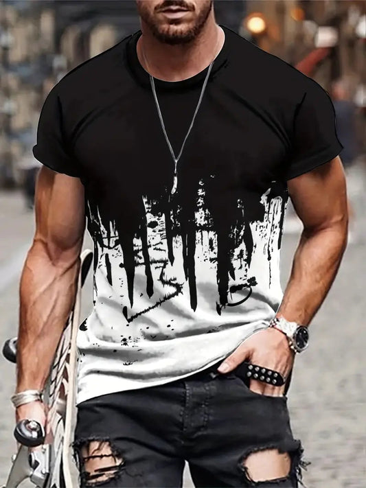 Zachary T-Shirt | Herren Casual Splash Print Hemd-Weiß-S-Chaps Herrenmode