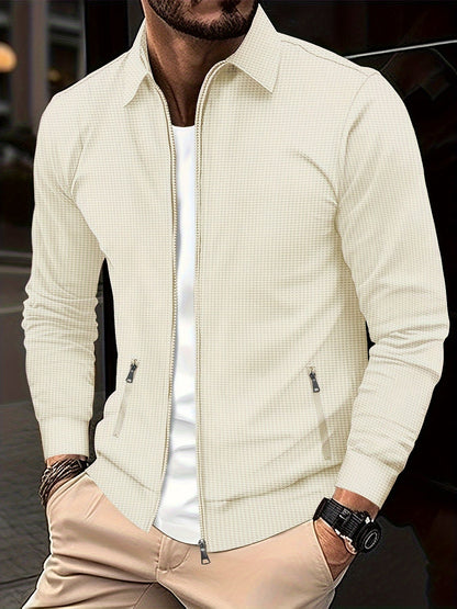 Zip Cardigan – Herren-Sweatshirtjacke mit Umlegekragen und durchgehendem Reißverschluss-Khaki-S-Chaps Herrenmode