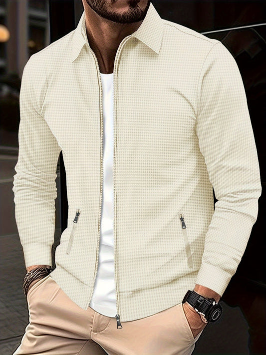 Zip Cardigan – Herren-Sweatshirtjacke mit Umlegekragen und durchgehendem Reißverschluss-Khaki-S-Chaps Herrenmode