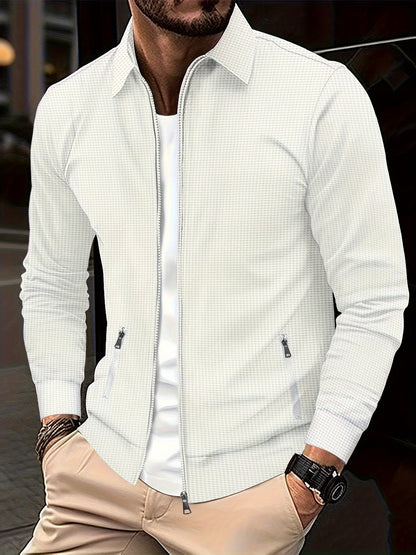 Zip Cardigan – Herren-Sweatshirtjacke mit Umlegekragen und durchgehendem Reißverschluss-Weiß-S-Chaps Herrenmode