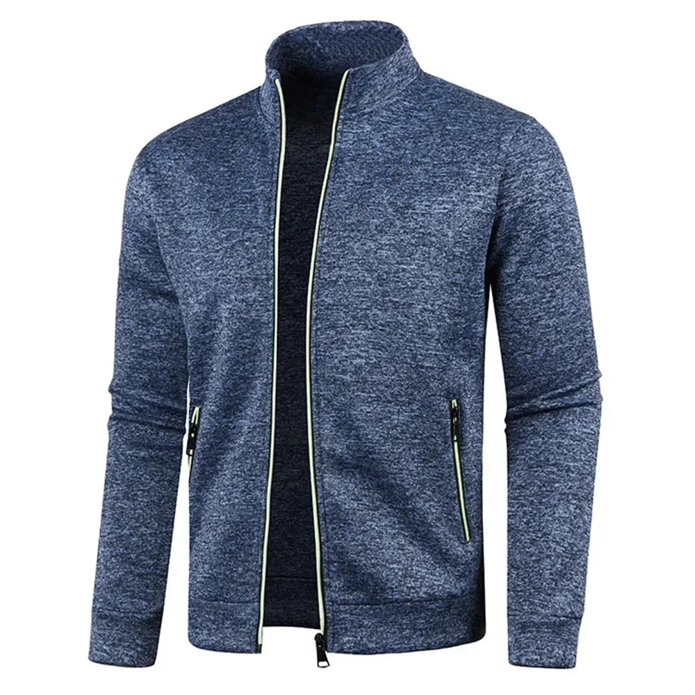 Zip Cardigan | Langarm | Atmungsaktiv | Reißverschlussjacke | Herrenbekleidung-Blau-S-Chaps Herrenmode