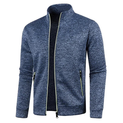 Zip Cardigan | Langarm | Atmungsaktiv | Reißverschlussjacke | Herrenbekleidung-Blau-S-Chaps Herrenmode