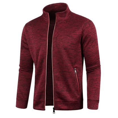 Zip Cardigan | Langarm | Atmungsaktiv | Reißverschlussjacke | Herrenbekleidung-Burgunderrot-S-Chaps Herrenmode
