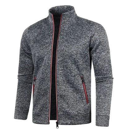 Zip Cardigan | Langarm | Atmungsaktiv | Reißverschlussjacke | Herrenbekleidung-Dunkelgrau-S-Chaps Herrenmode