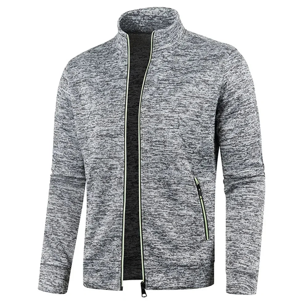 Zip Cardigan | Langarm | Atmungsaktiv | Reißverschlussjacke | Herrenbekleidung-Hellgrau-S-Chaps Herrenmode