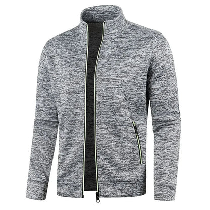 Zip Cardigan | Langarm | Atmungsaktiv | Reißverschlussjacke | Herrenbekleidung-Hellgrau-S-Chaps Herrenmode