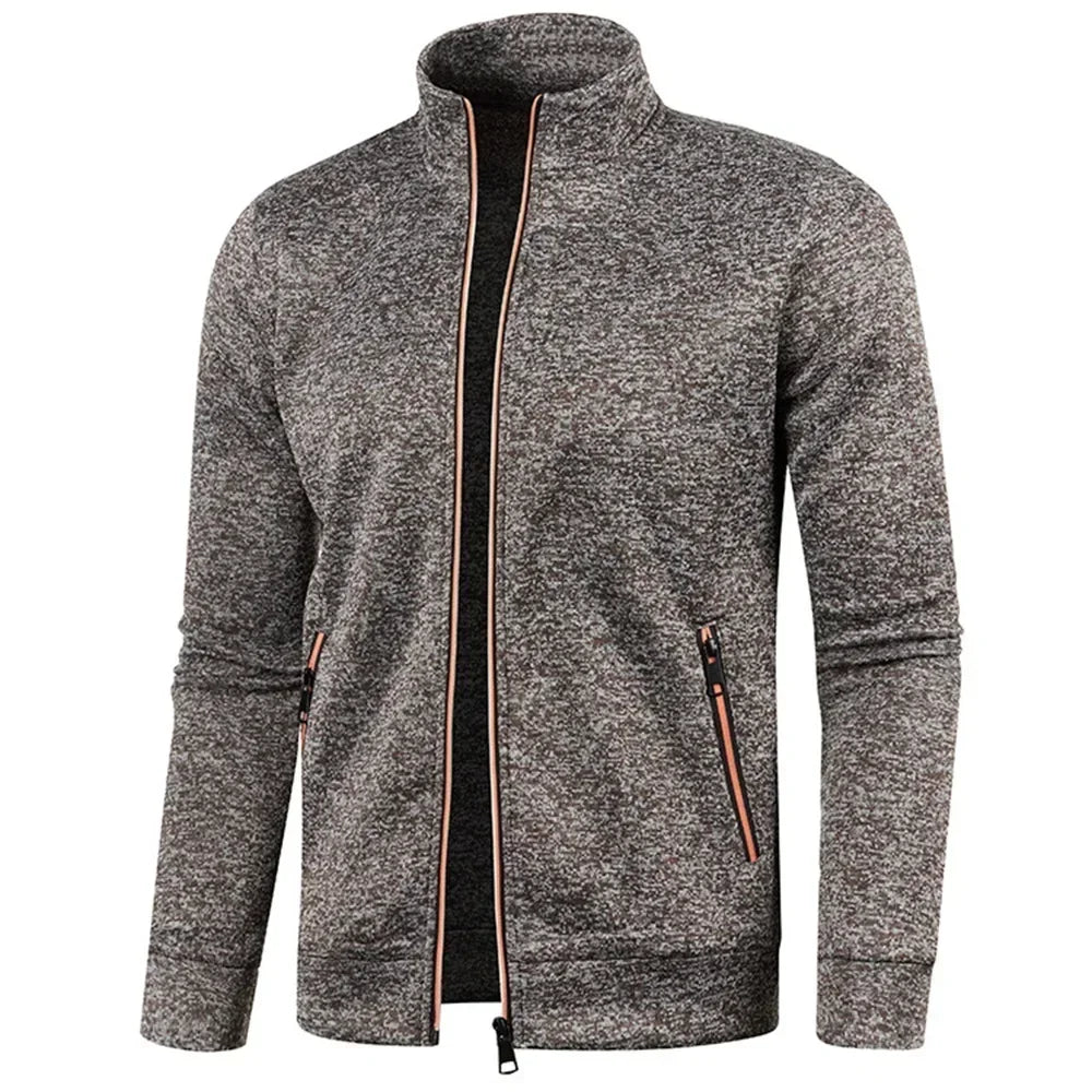 Zip Cardigan | Langarm | Atmungsaktiv | Reißverschlussjacke | Herrenbekleidung-Kaffee-S-Chaps Herrenmode