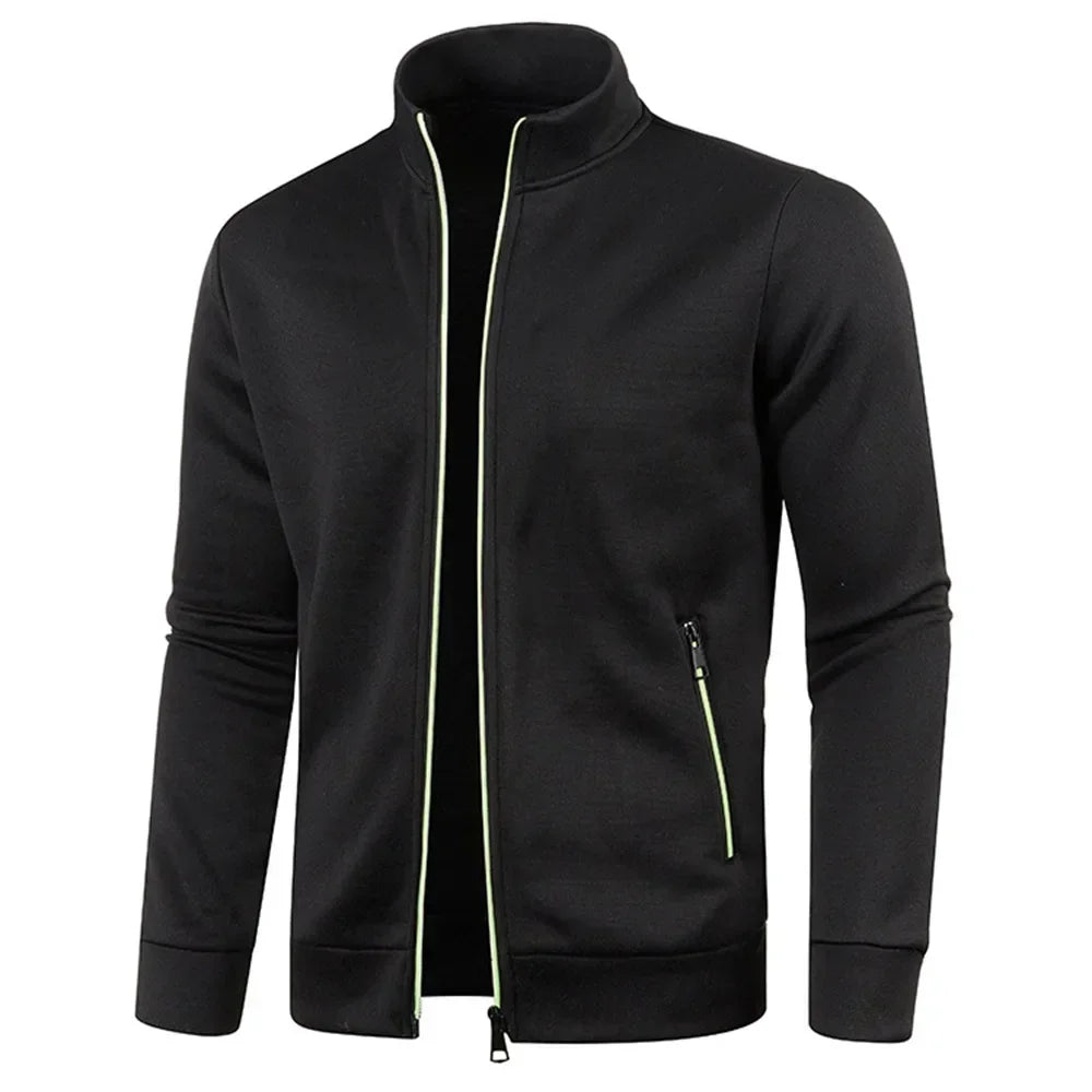 Zip Cardigan | Langarm | Atmungsaktiv | Reißverschlussjacke | Herrenbekleidung-Schwarz-S-Chaps Herrenmode