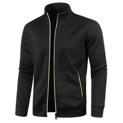 Zip Cardigan | Langarm | Atmungsaktiv | Reißverschlussjacke | Herrenbekleidung-Schwarz-S-Chaps Herrenmode
