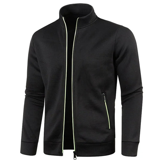 Zip Cardigan | Langarm | Atmungsaktiv | Reißverschlussjacke | Herrenbekleidung-Schwarz-S-Chaps Herrenmode