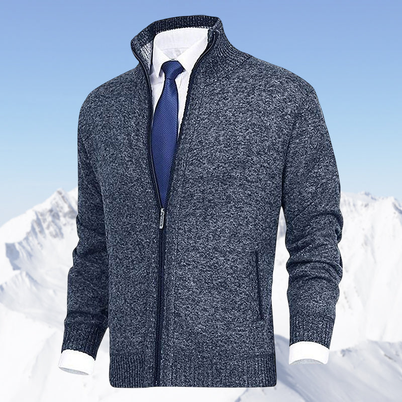 Zip-Cardigan | Warm | Winter | Strickjacke | Herrenjacke-Blau-S-Chaps Herrenmode