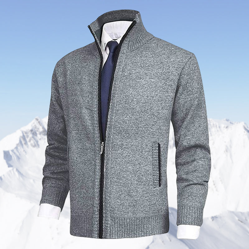 Zip-Cardigan | Warm | Winter | Strickjacke | Herrenjacke-Grau-S-Chaps Herrenmode