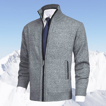 Zip-Cardigan | Warm | Winter | Strickjacke | Herrenjacke-Grau-S-Chaps Herrenmode