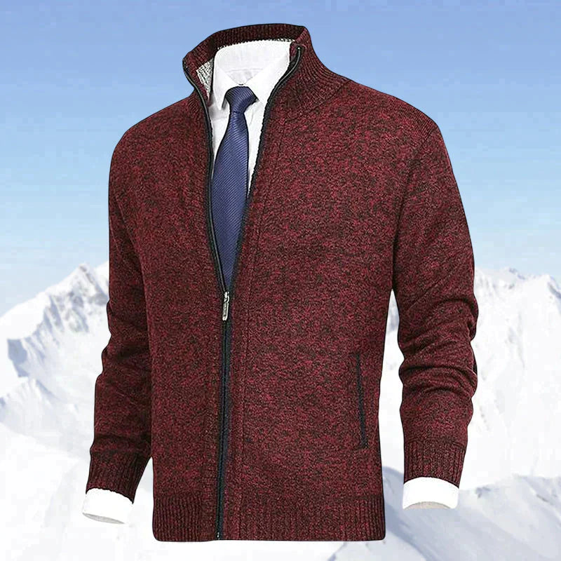 Zip-Cardigan | Warm | Winter | Strickjacke | Herrenjacke-Rot-S-Chaps Herrenmode